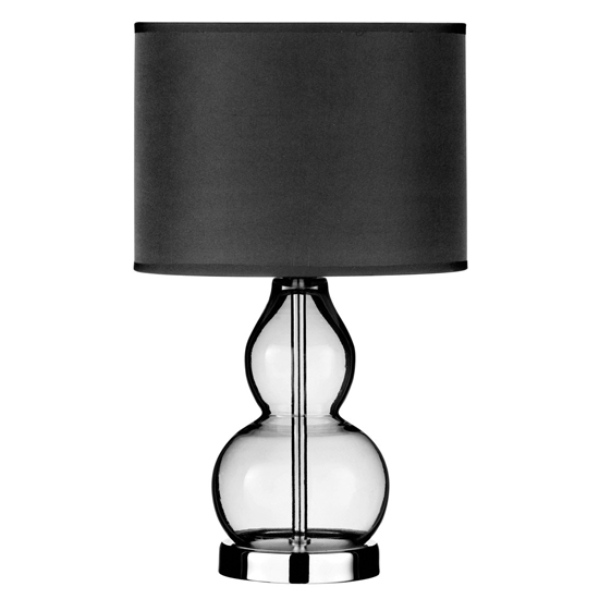 Brika Black Fabric Shade Table Lamp With Smoke Grey Glass Base