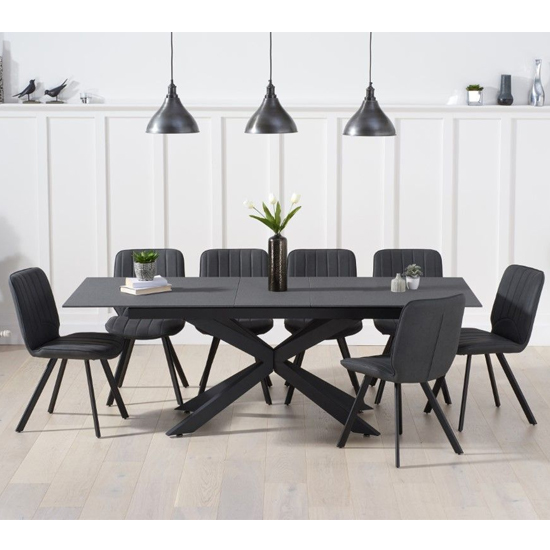 Brilly Extending Ceramic And Glass Dining Table In Grey_4