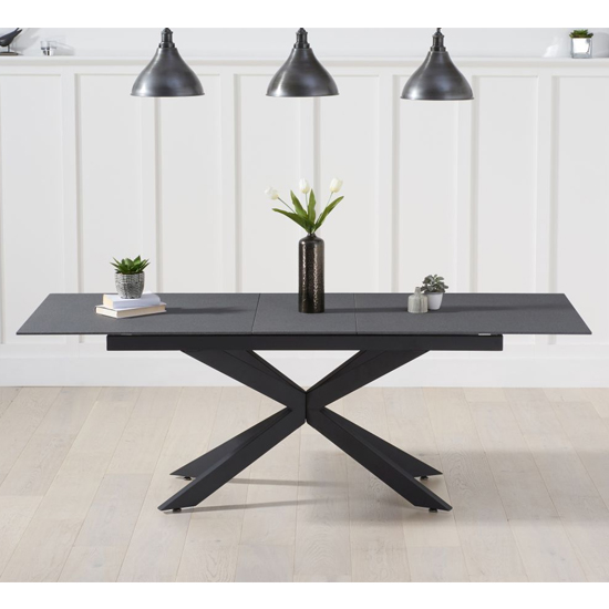 Brilly Extending Glass Dining Table In Grey Stone Effect FiF