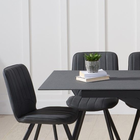 Brilly Extending Grey Effect Glass Dining Table 8 Grey Chairs_2