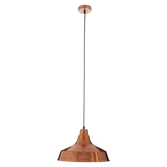 Photo of Brinnto round metal shade pendant light in copper