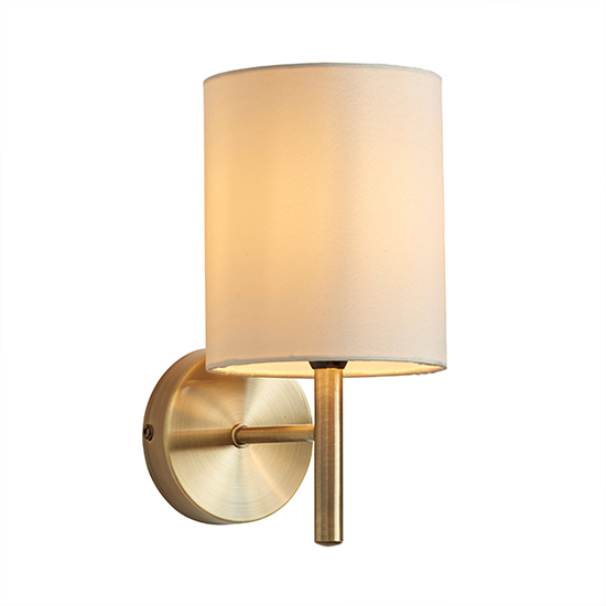 Brio Cream Fabric Wall Light In Antique Brass