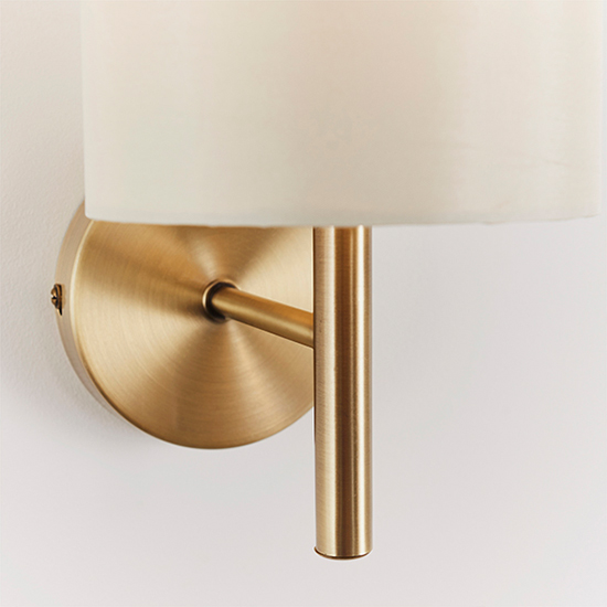Brio Cream Fabric Wall Light In Antique Brass