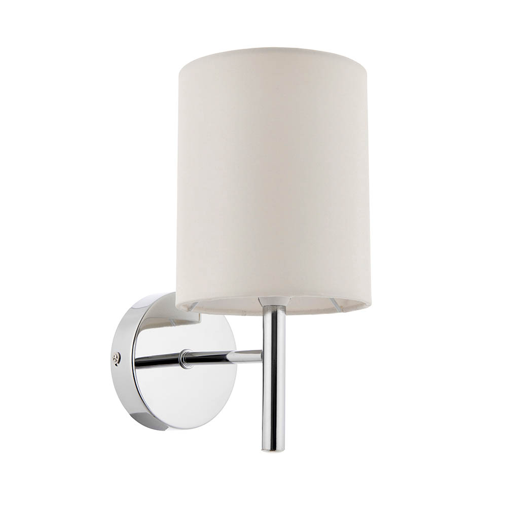 Brio White Fabric Wall Light In Polished Chrome