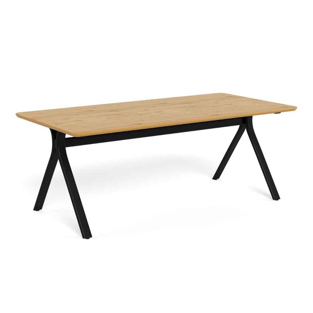 Briston Rectangular Wooden Dining Table in Wild Oak and Black