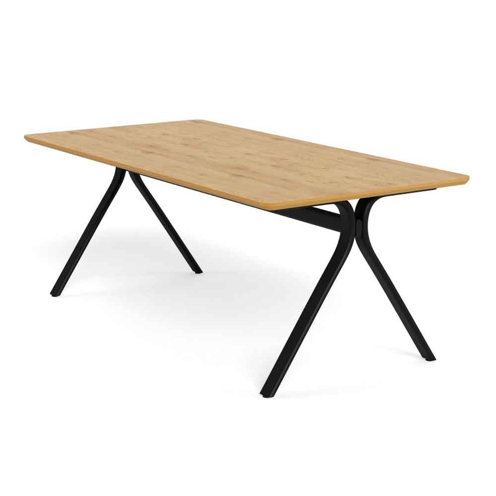 Briston Rectangular Wooden Dining Table in Wild Oak and Black