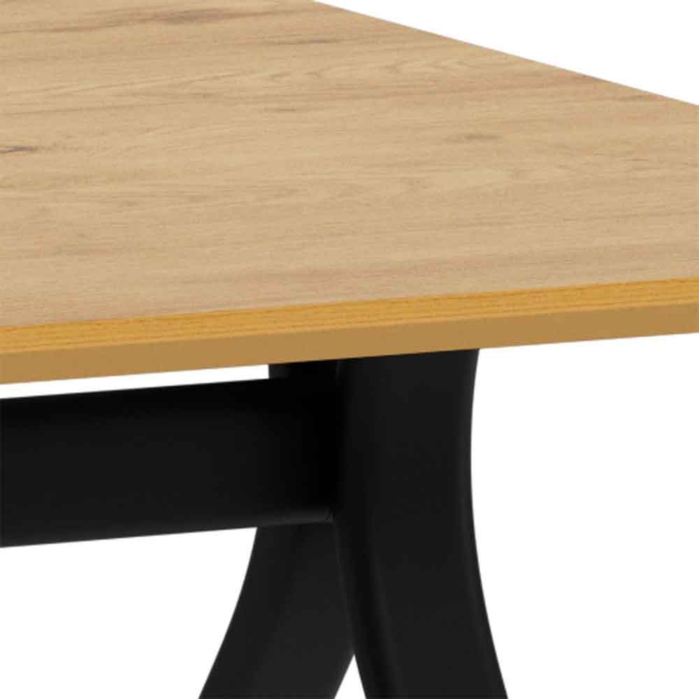 Briston Rectangular Wooden Dining Table in Wild Oak and Black