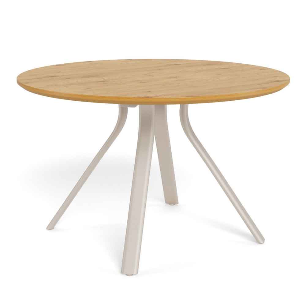 Briston Round Wooden Dining Table in Wild Oak and Grey