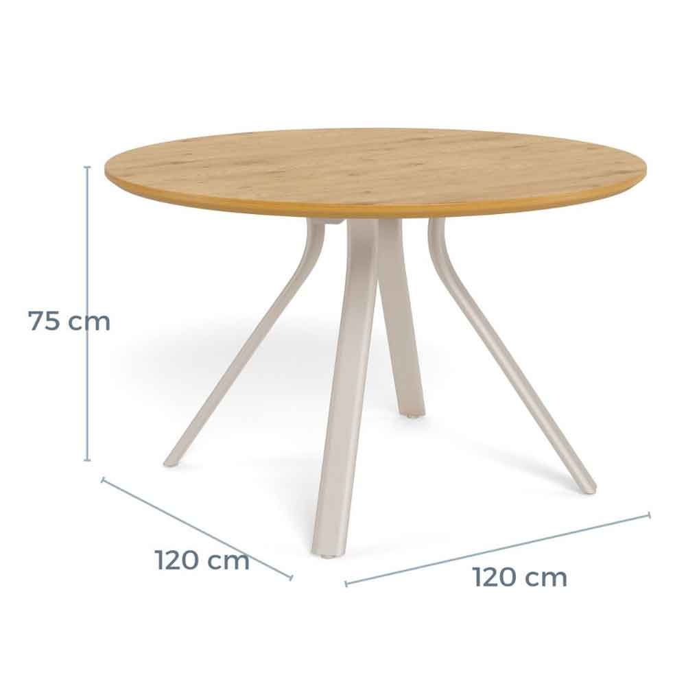Briston Round Wooden Dining Table in Wild Oak and Grey