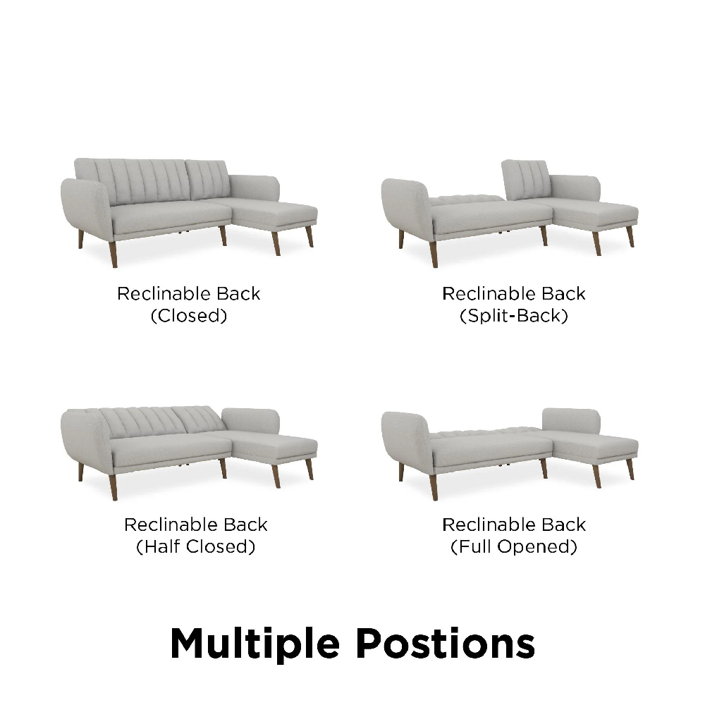 Brittan Fabric Corner 3 Seater Sofa In Grey