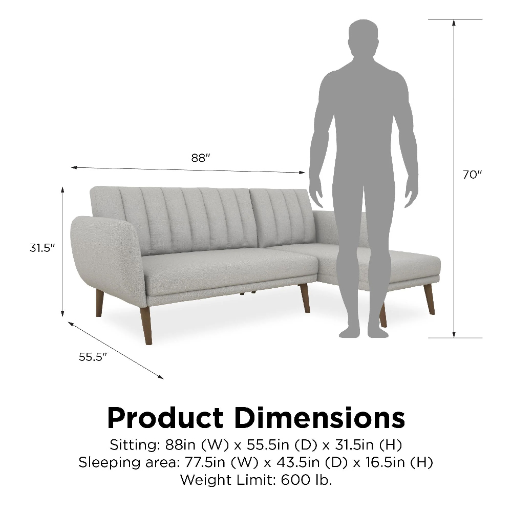 Brittan Fabric Corner 3 Seater Sofa In Grey