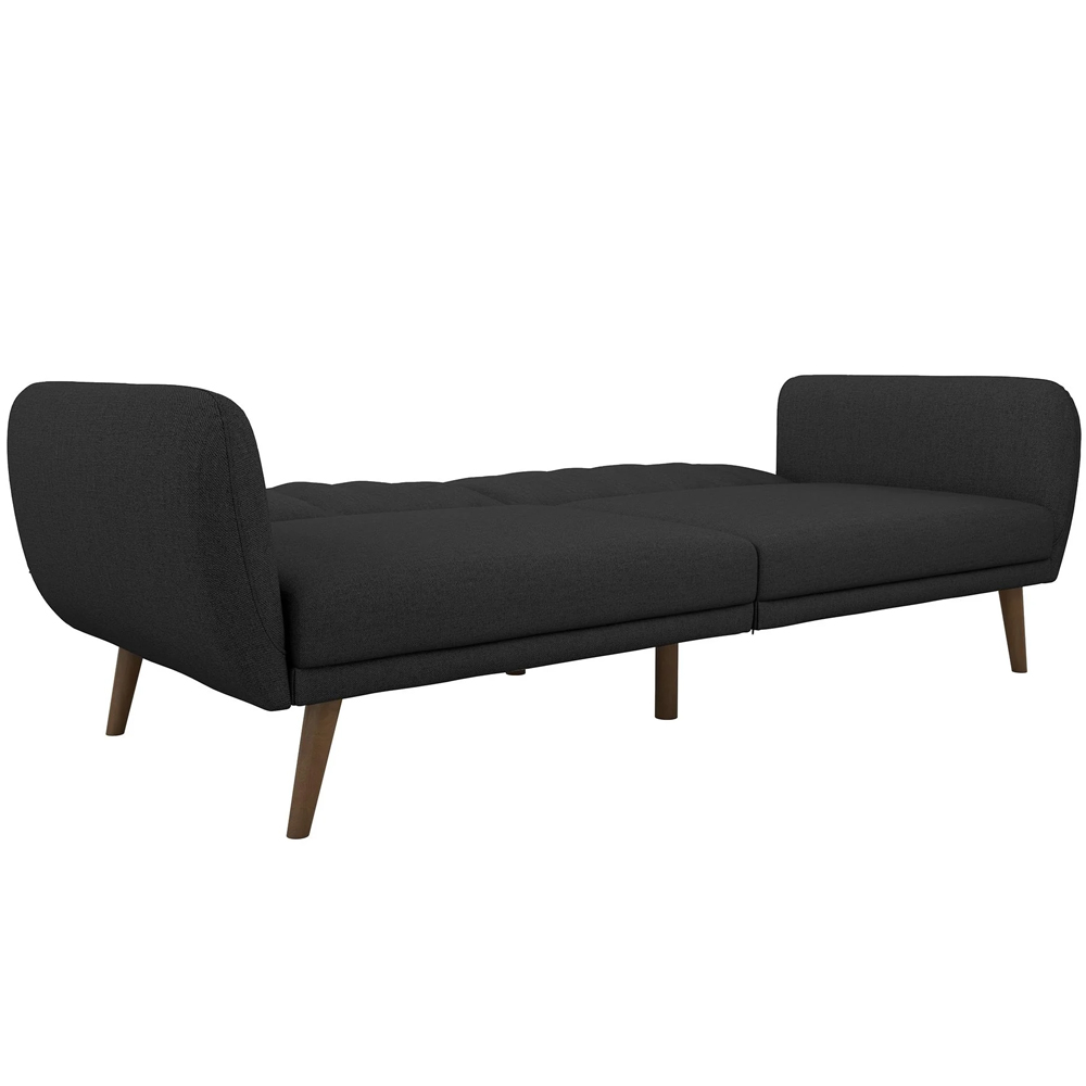 Brittan Fabric Sofa Bed With Wooden Legs In Dark Grey