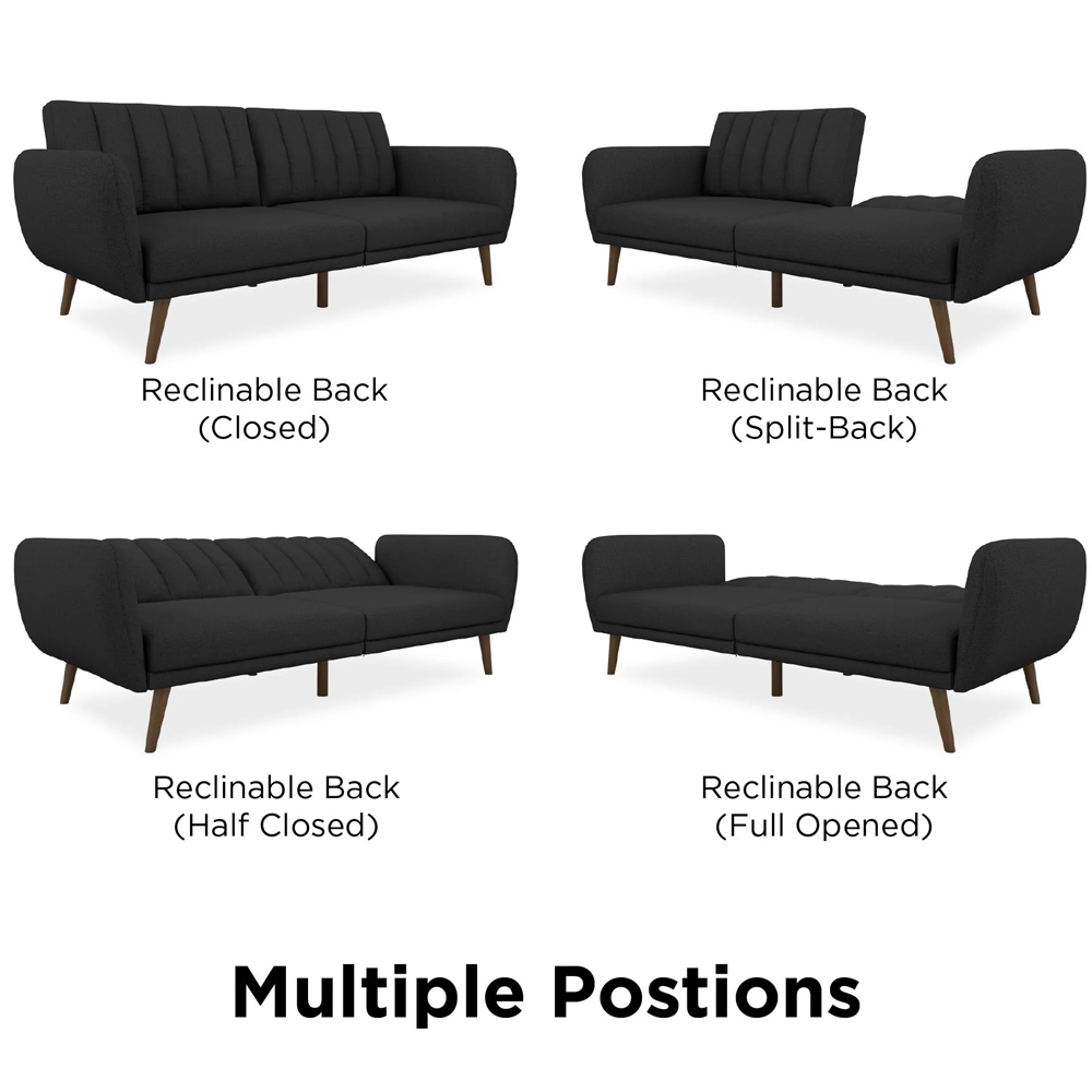 Brittan Fabric Sofa Bed With Wooden Legs In Dark Grey