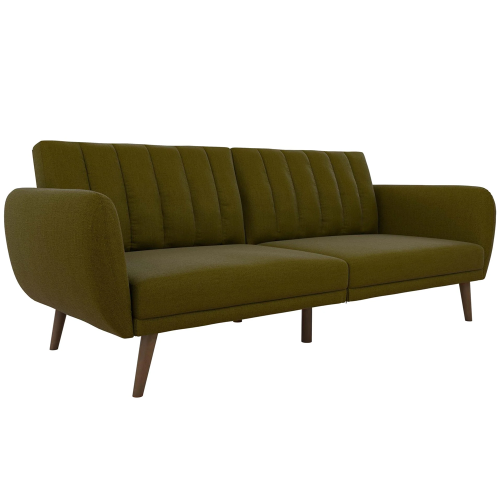 Brittan Fabric Sofa Bed With Wooden Legs In Green