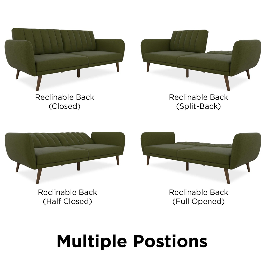 Brittan Fabric Sofa Bed With Wooden Legs In Green