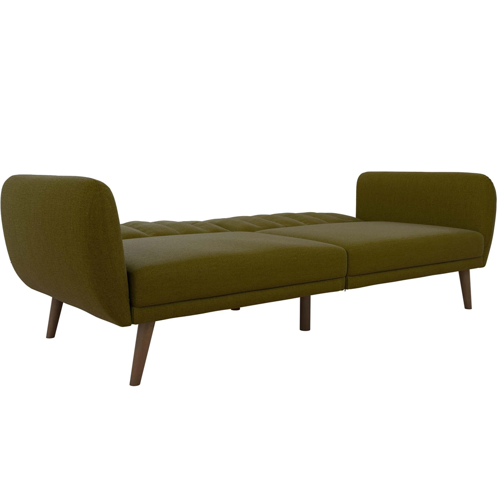 Brittan Fabric Sofa Bed With Wooden Legs In Green