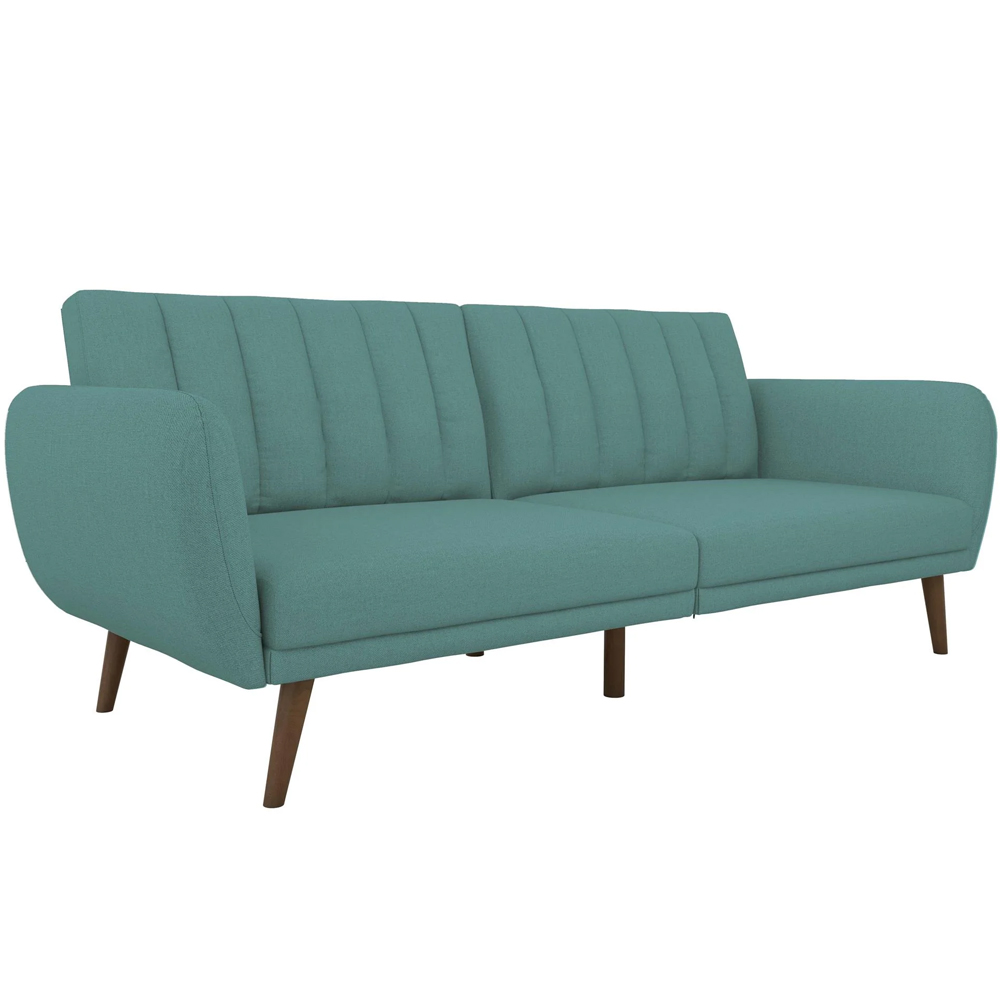 Brittan Fabric Sofa Bed With Wooden Legs In Light Blue