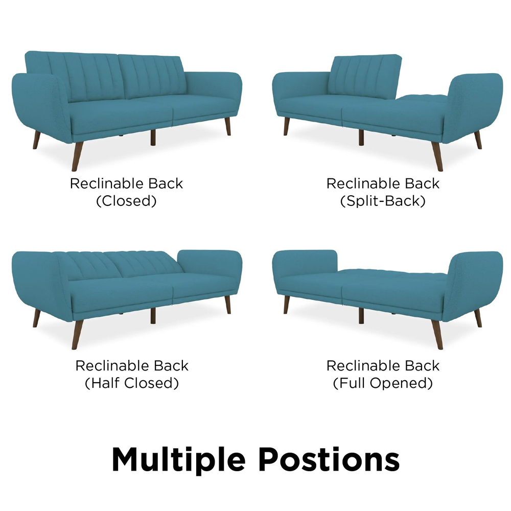 Brittan Fabric Sofa Bed With Wooden Legs In Light Blue