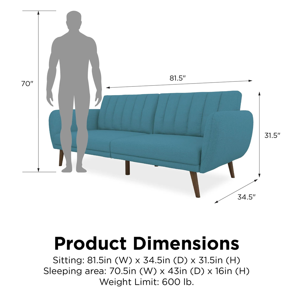 Brittan Fabric Sofa Bed With Wooden Legs In Light Blue