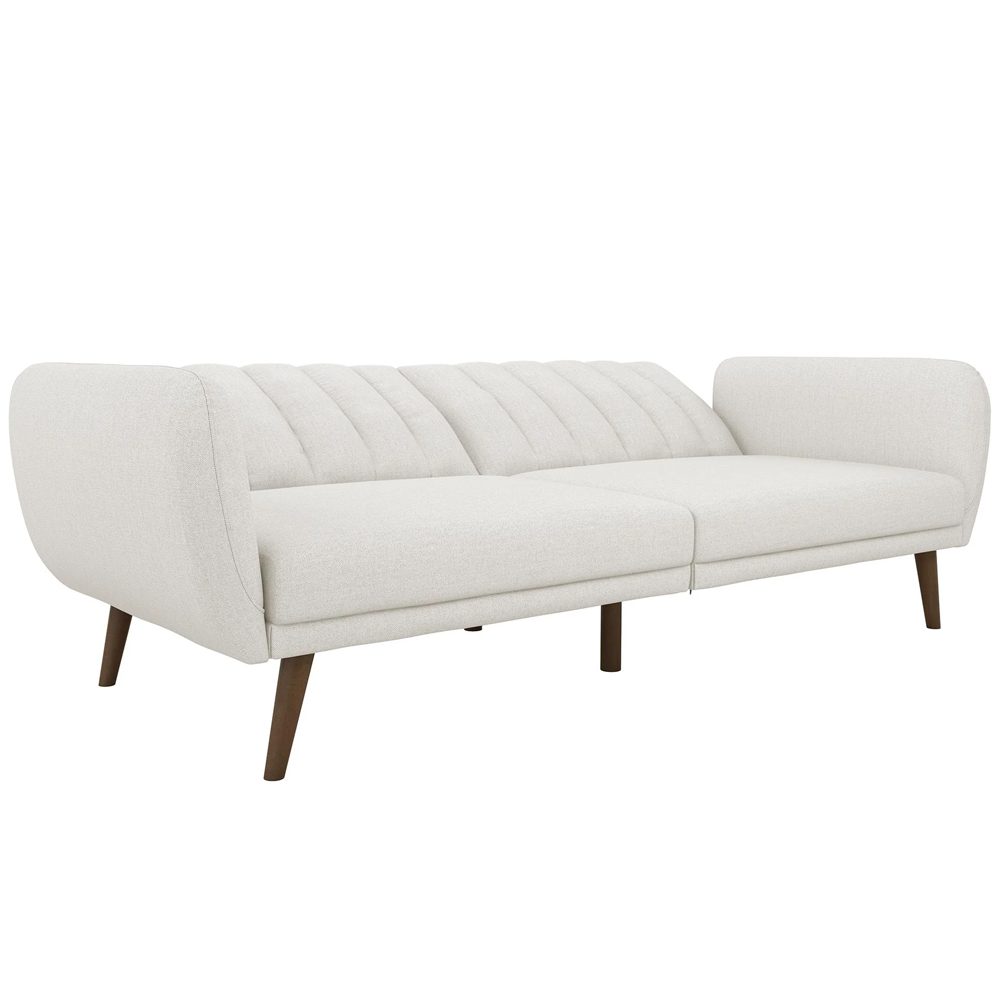 Brittan Fabric Sofa Bed With Wooden Legs In Light Grey