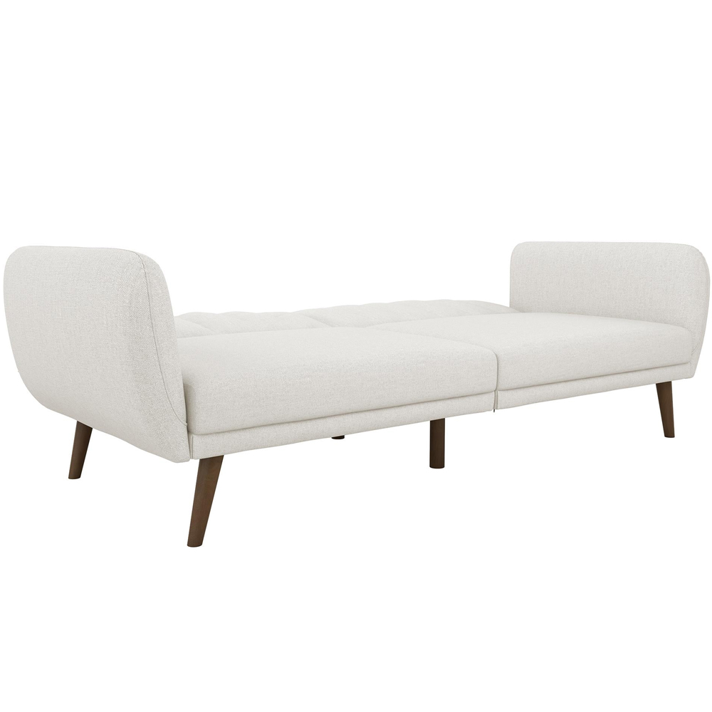Brittan Fabric Sofa Bed With Wooden Legs In Light Grey