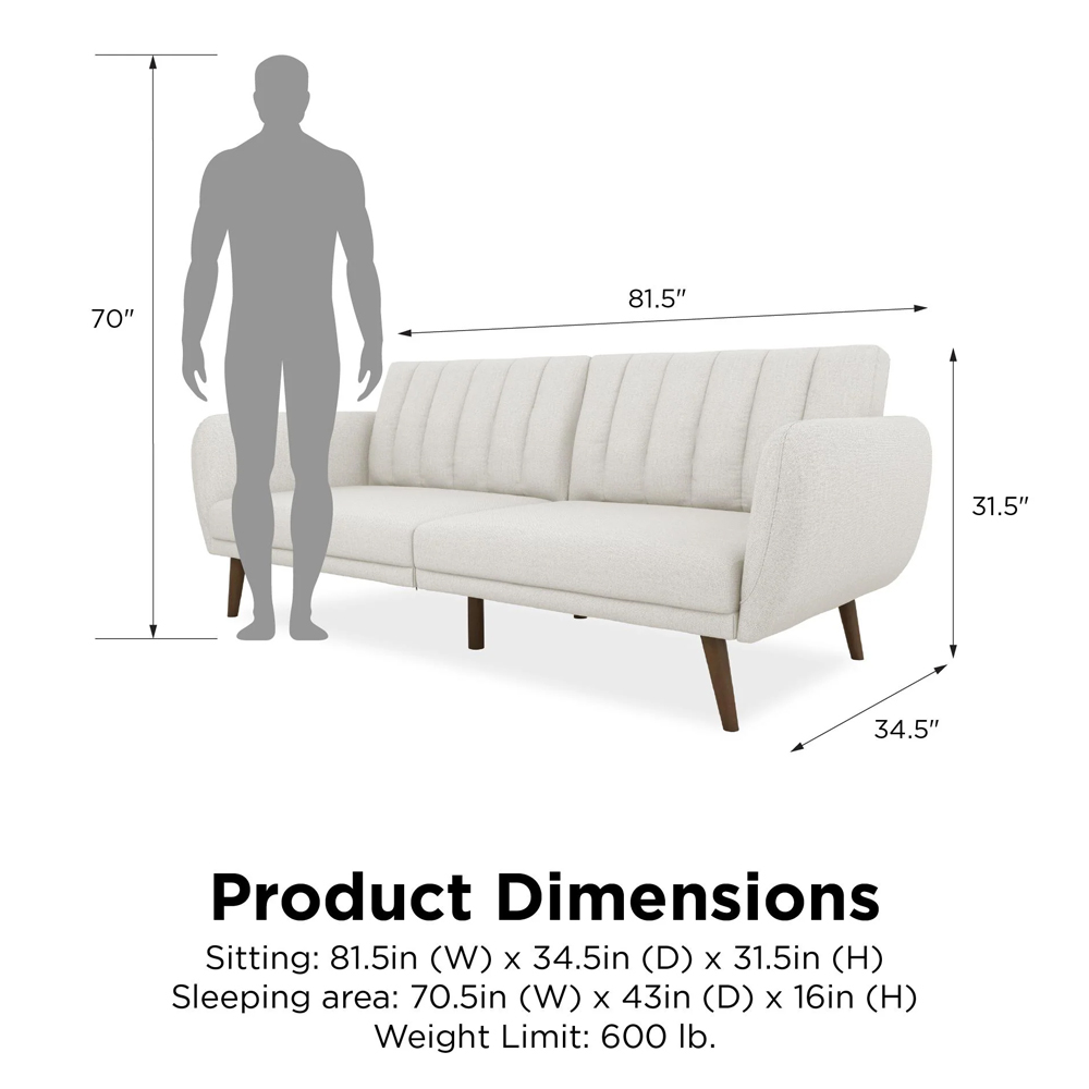 Brittan Fabric Sofa Bed With Wooden Legs In Light Grey