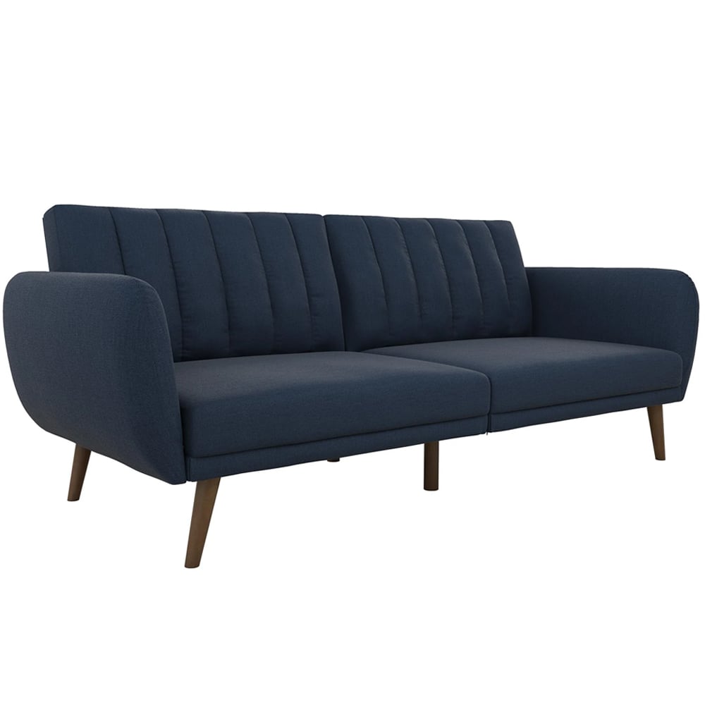 Brittan Fabric Sofa Bed With Wooden Legs In Navy Blue