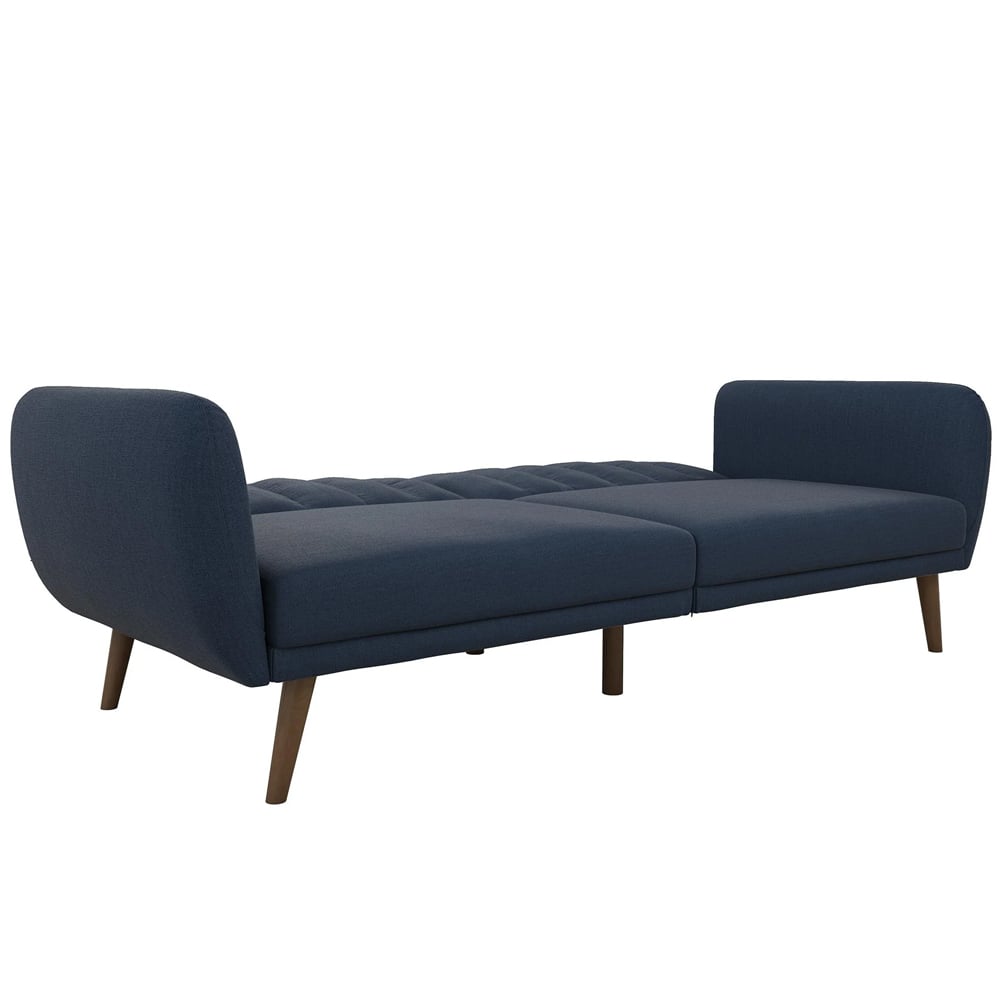 Brittan Fabric Sofa Bed With Wooden Legs In Navy Blue