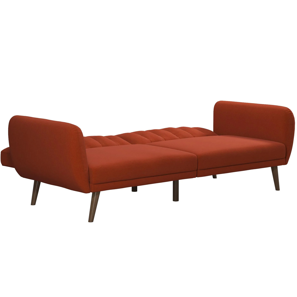 Brittan Fabric Sofa Bed With Wooden Legs In Orange