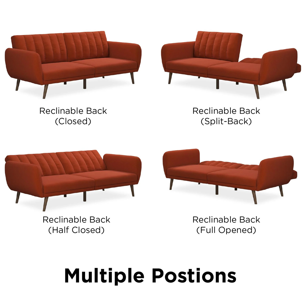 Brittan Fabric Sofa Bed With Wooden Legs In Orange