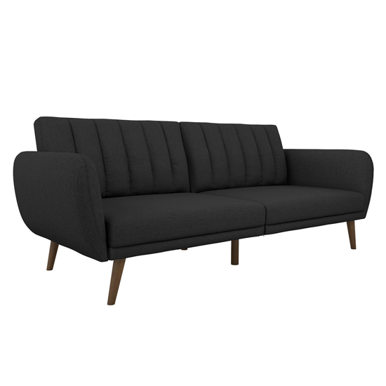 Brittan Linen Sofa Bed With Wooden Legs In Dark Grey_5
