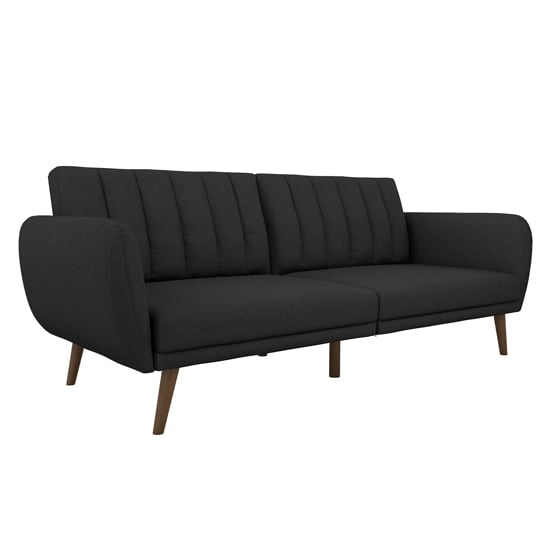 Brittan Linen Sofa Bed With Wooden Legs In Dark Grey_5