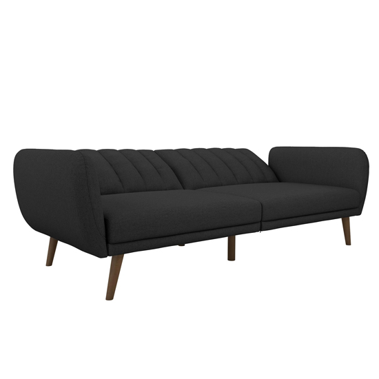 Brittan Linen Sofa Bed With Wooden Legs In Dark Grey_6