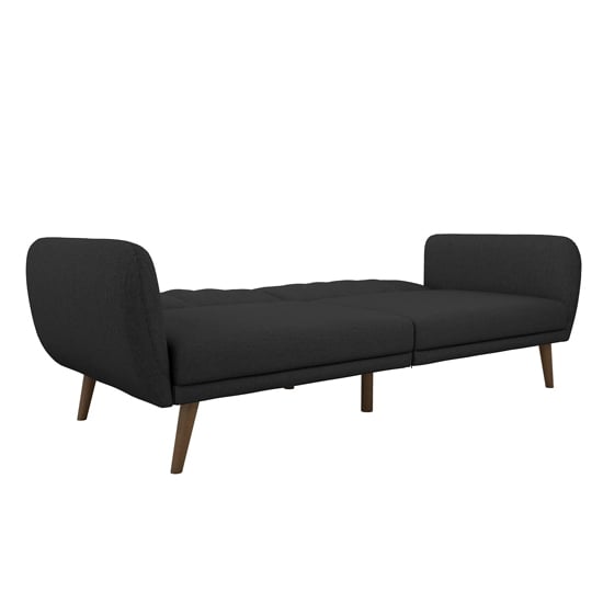 Brittan Linen Sofa Bed With Wooden Legs In Dark Grey_7