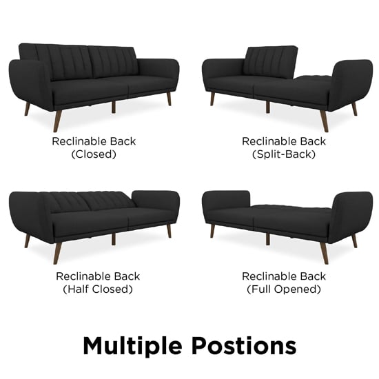 Brittan Linen Sofa Bed With Wooden Legs In Dark Grey_8