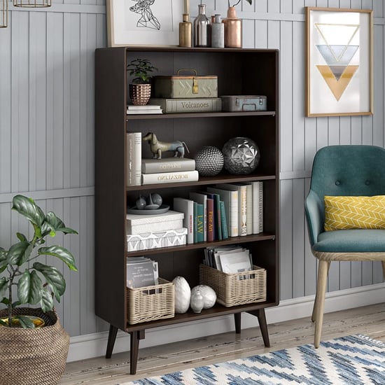 Brigg Wooden Bookcase With 4 Shelves In Walnut