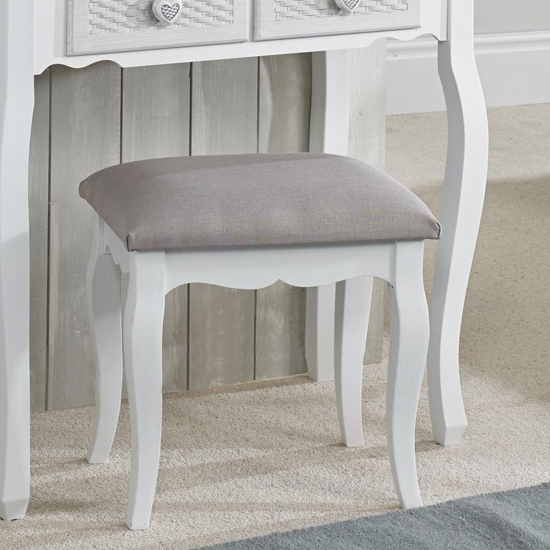 Blackrod Wooden Dressing Stool In White And Grey_2