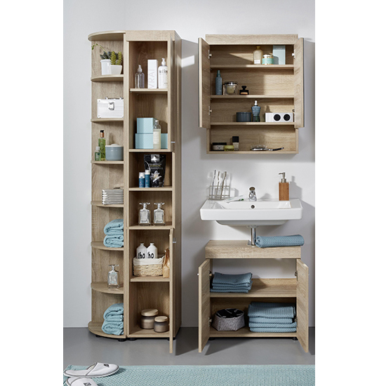 Britton LED Bathroom Furniture Set 10 In Sagerau Light Oak Furniture