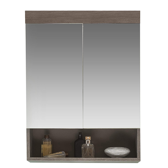 Britton LED Bathroom Mirrored Cabinet In Sardegna Smoky Silver_3