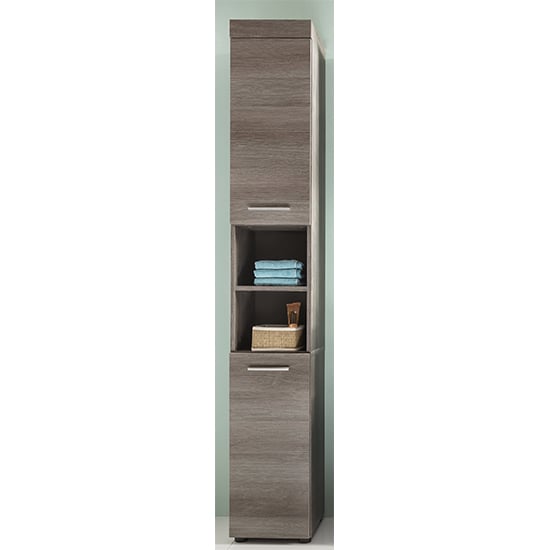 Photo of Britton tall bathroom storage cabinet in sardegna smoky silver