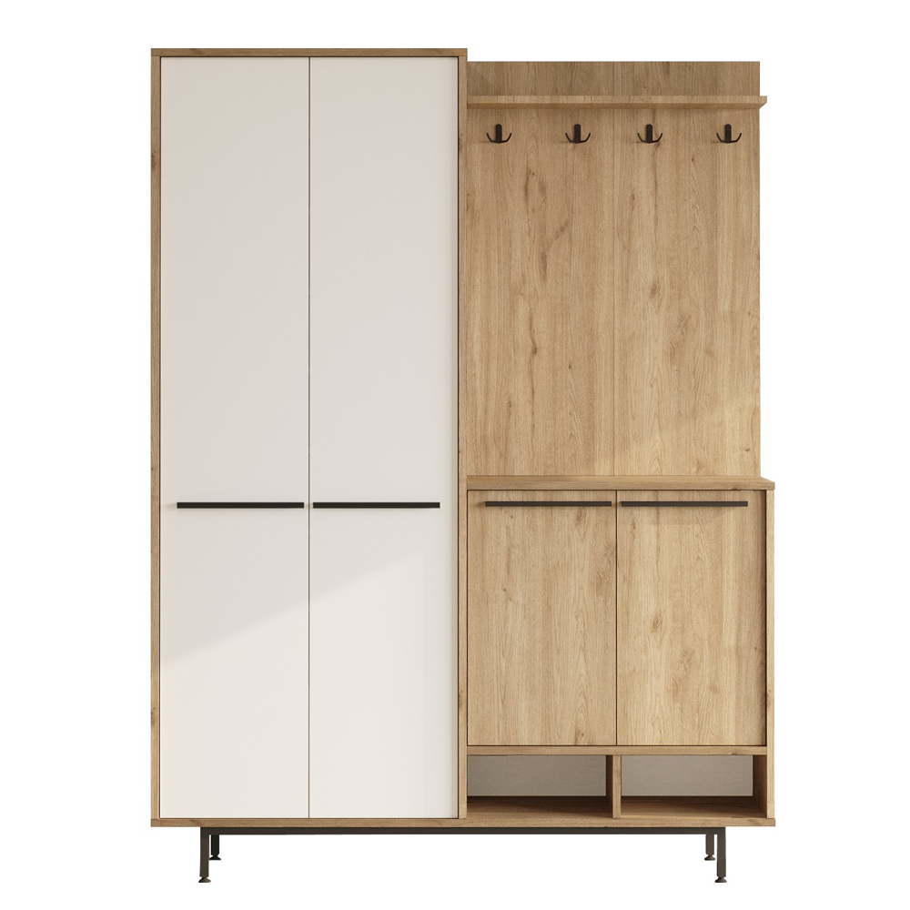 Brivon Wooden Hallway Furniture with 2 White Doors in Oak