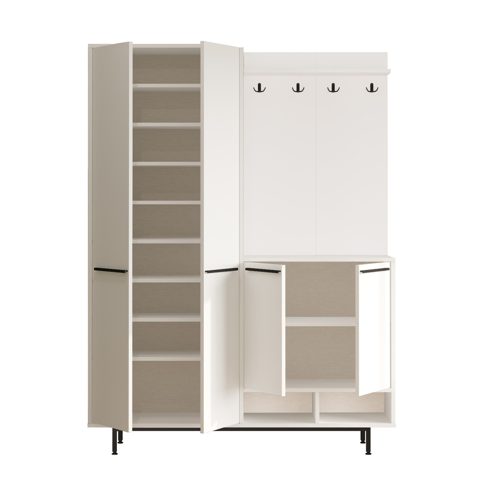 Brivon Wooden Hallway Furniture with 4 Doors in White
