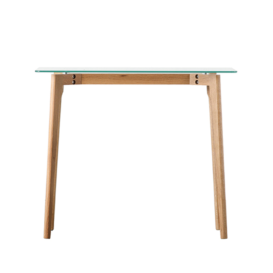 Brix Clear Glass Top Console Table With Natural Legs_2