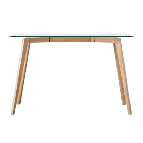 Brix Clear Glass Rectangular Dining Table In Natural Oak Base