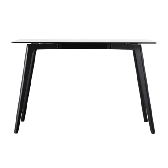 Brix Smoked Glass Rectangular Dining Table In Black Oak Base