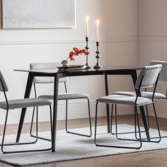 Read more about Brix rectangular smoked glass dining table with black oak base
