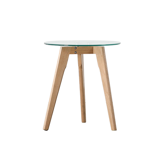 Brix Round Clear Glass Top Side Table With Natural Legs_2