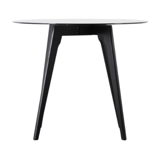 Brix Smoked Glass Round Dining Table In Black Oak Base