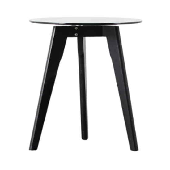 Brix Round Smoked Glass Side Table With Black Oak Base Furniture in