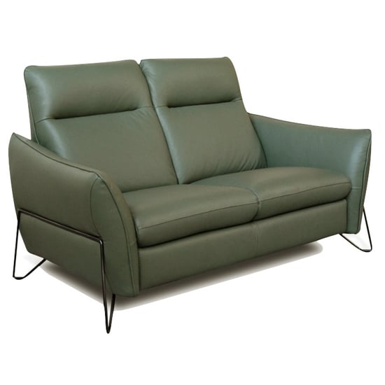 Brixen Leather Fixed 2 Seater Sofa In Green